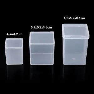 3Sizes Small Square Transparent Plastic Storage Box Small Items Crafts Hardware Storage Container Case Home Storage Organization