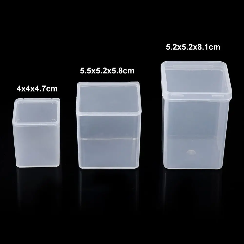 3Sizes Small Square Transparent Plastic Storage Box Small Items Crafts Hardware Storage Container Case Home Storage Organization